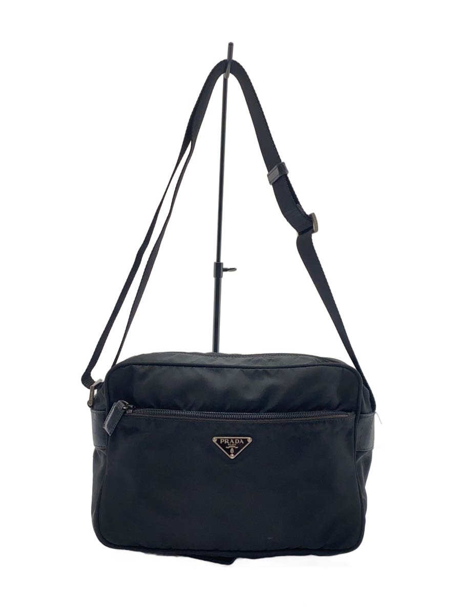 【中古】PRADA◆ショルダーバッグ/ナイロン/BLK/無地【御徒面子】