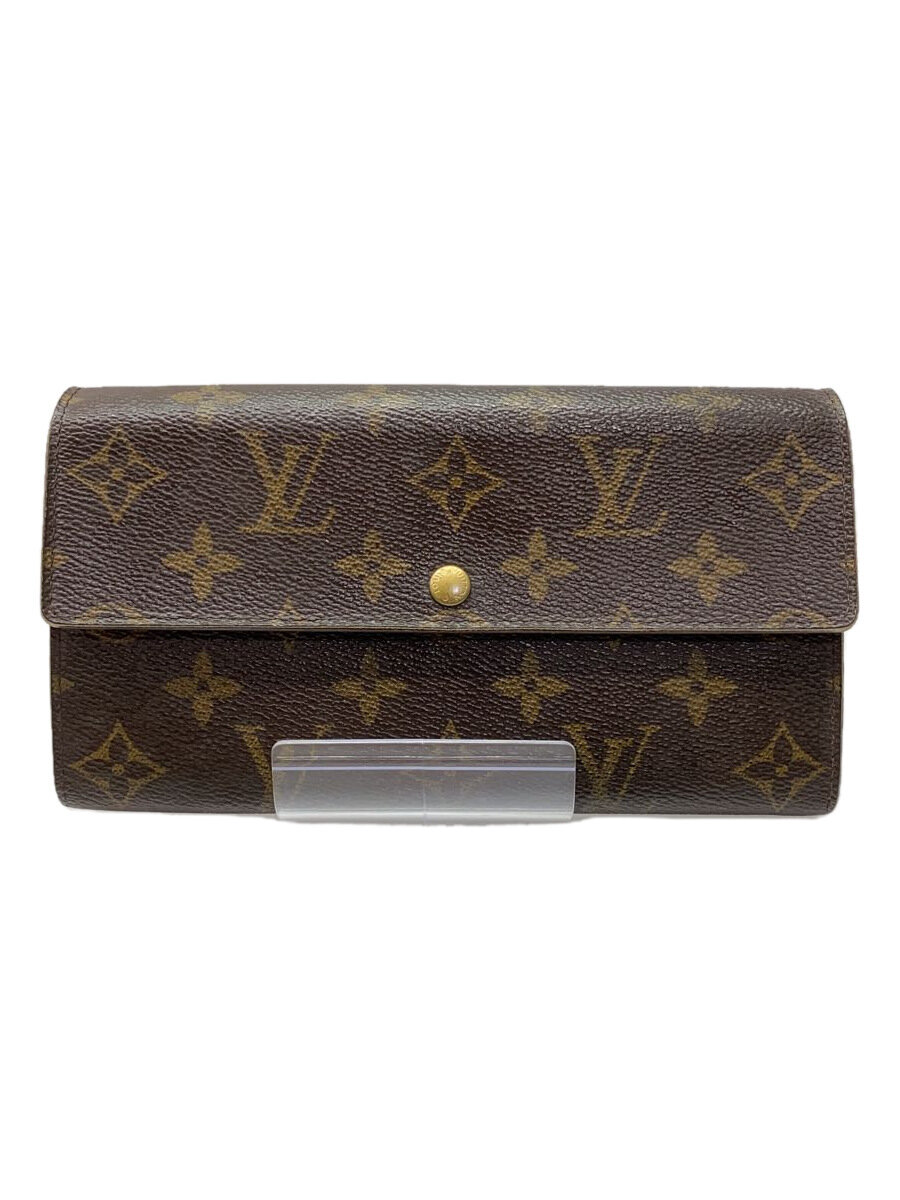 【中古】LOUIS VUITTON◆1)ポルト・フォイユ・サラ_モノグラム・キャンバス_BRW/PVC/BRW/総柄/レディース【服飾雑貨他】