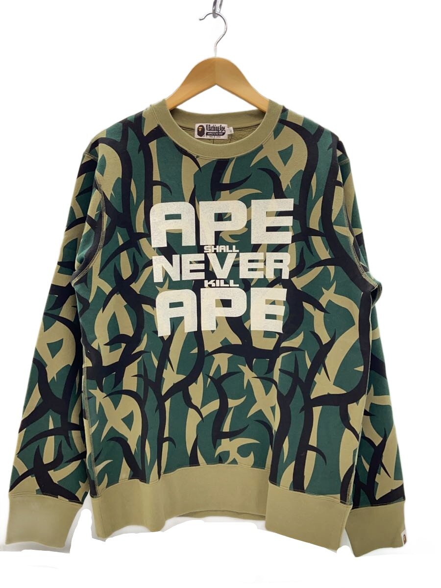 【中古】A BATHING APE◆TRIAL CAMO CREWNECK SWEATSHIRT/L/綿織物/間鴨フラ/001SWL301002M【メンズウェア】