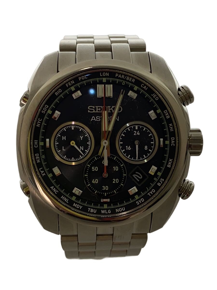 【中古】SEIKO◆ソーラーウオッチ/アナログ/BLK/SLV/8B92-0BB0【服飾雑貨他】