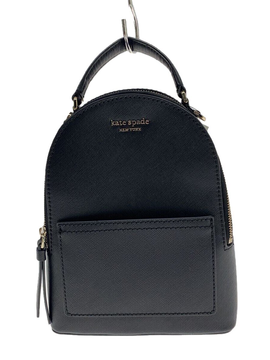 【中古】kate spade new york◆ミニコンバーチブルバックパック/背嚢/なめし革/BLK/WKRU5984【御徒面子】
