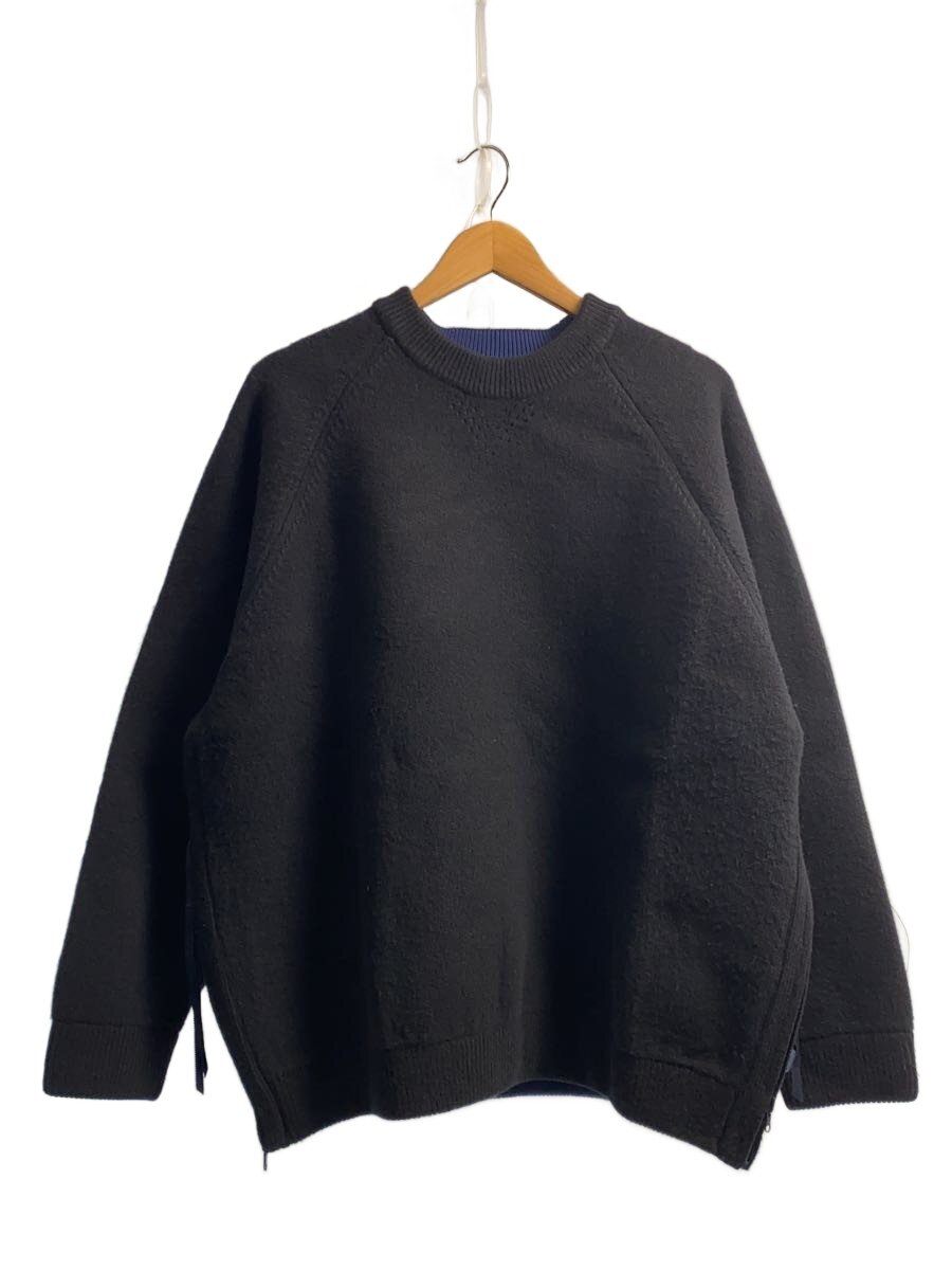 【中古】IS-NESS◆編み物・ティーシャツ(朦朦たる)/L/羊毛/BLK/1006AWKNIT01【メンズウェア】