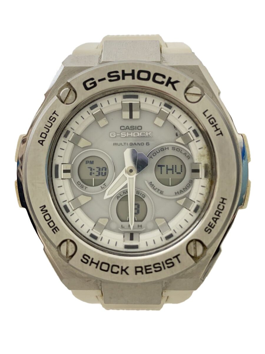 【中古】CASIO◆ソーラーウオッチ・G-SHOCK/デジアナ/WHT/WHT【服飾雑貨他】
