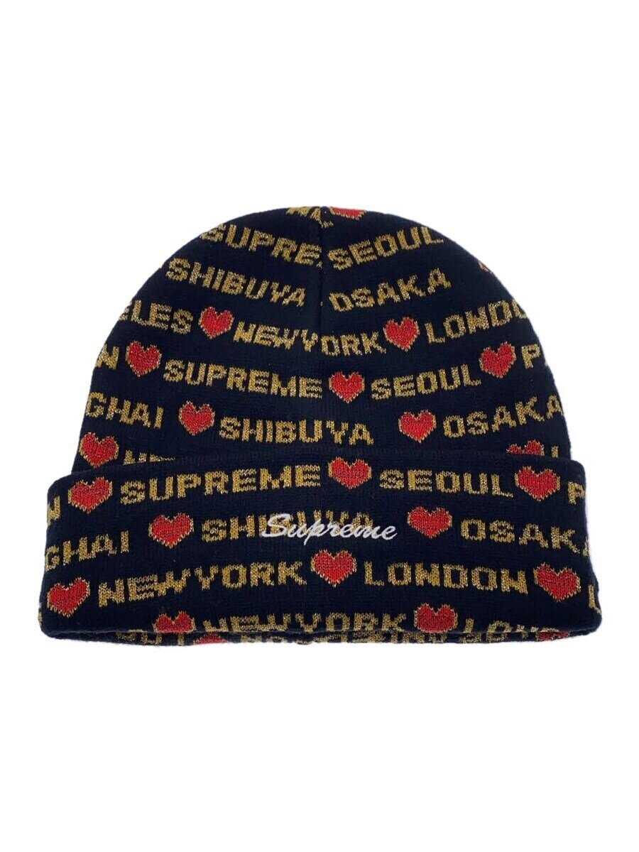 【中古】Supreme◆24AW/Heart T Beanie/ビーニー/FREE/アクリル樹脂/BLK/総柄/メンズ/? NULL ?【服飾雑貨他】