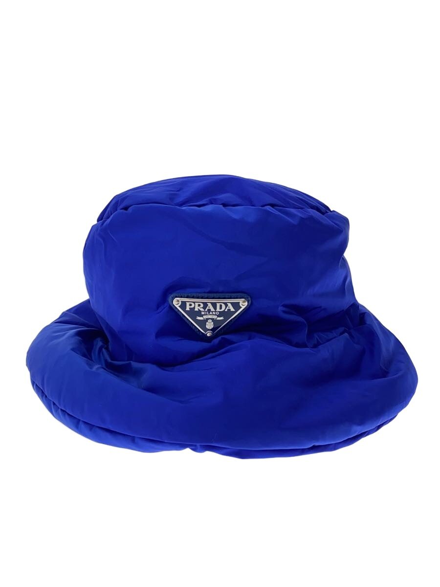 【中古】PRADA◆三角形ロゴボリュームバケットハット/XL/BLU/レディース【服飾雑貨他】