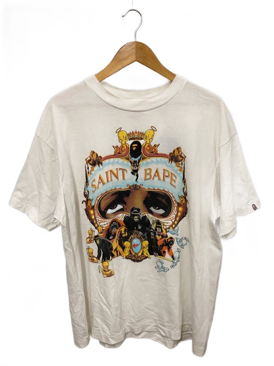 【中古】SAINT MICHAEL◆GENERATION BAPE_SS TEE/プルオーバー/L/綿織物/WHT/SM-HR1-0000-C36【メンズウェア】
