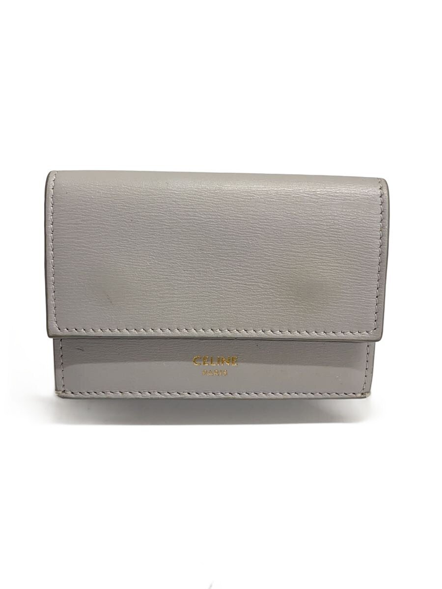 【中古】CELINE◆3つ折り紙入れ/なめし革/薄墨色/無地/レディース/S-FG-3291【服飾雑貨他】