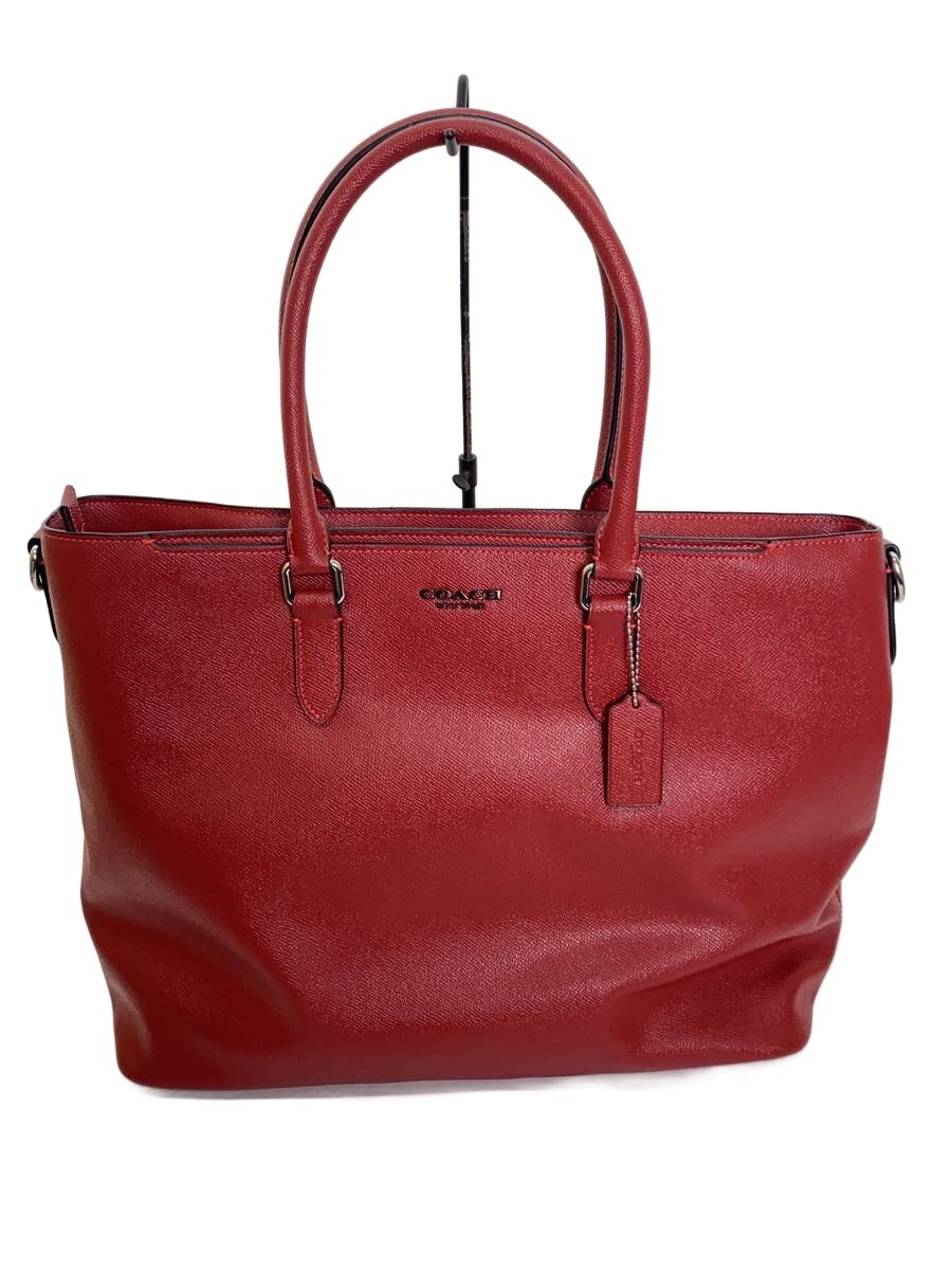 【中古】COACH◆ベケット・ビジネストート/なめし革/RED【御徒面子】