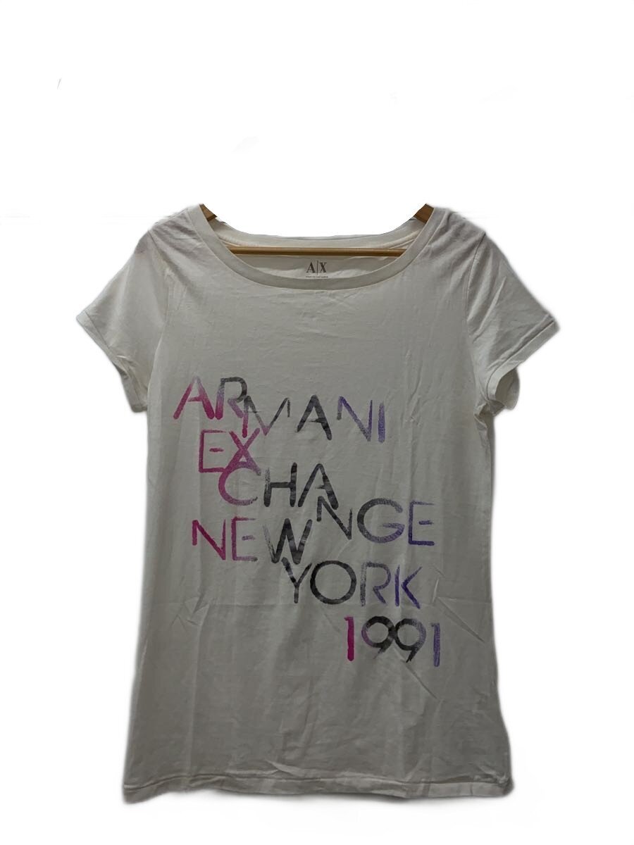 【中古】ARMANI EXCHANGE◆ティーシャツ/L/綿織物/CRM/刷り上げる【レディース御召しもの】