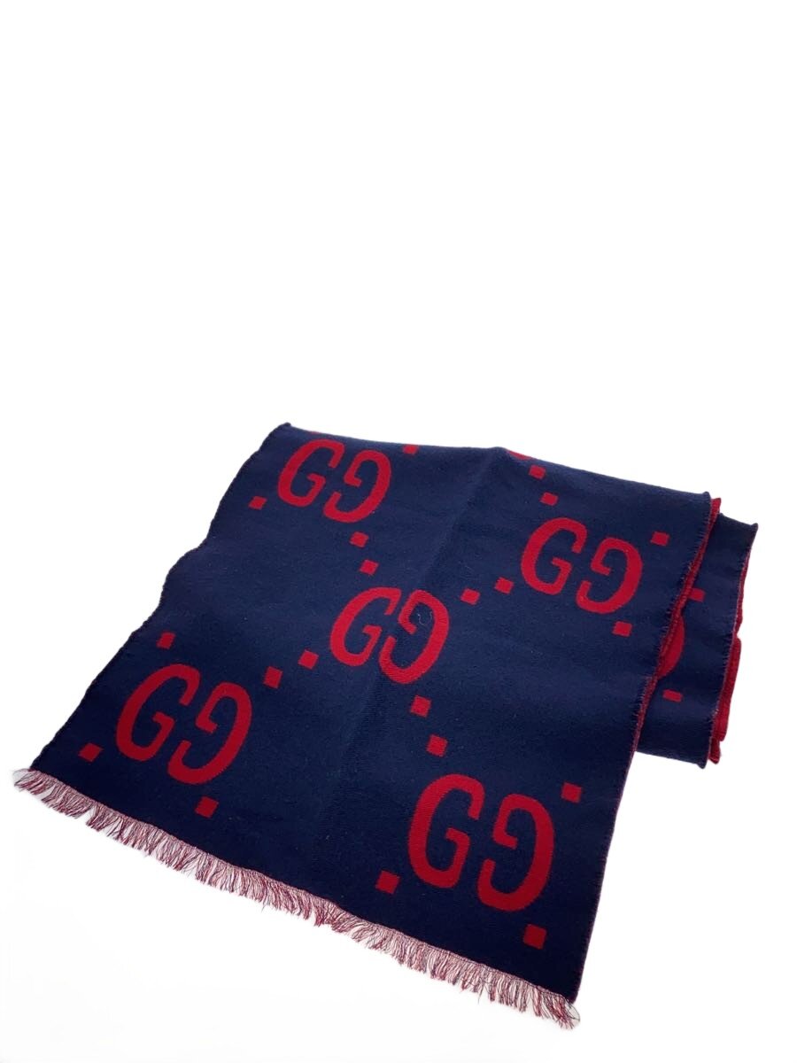 【中古】GUCCI◆GGジャかばい立て/消音装置/羊毛/NVY/総柄/メンズ//【服飾雑貨他】