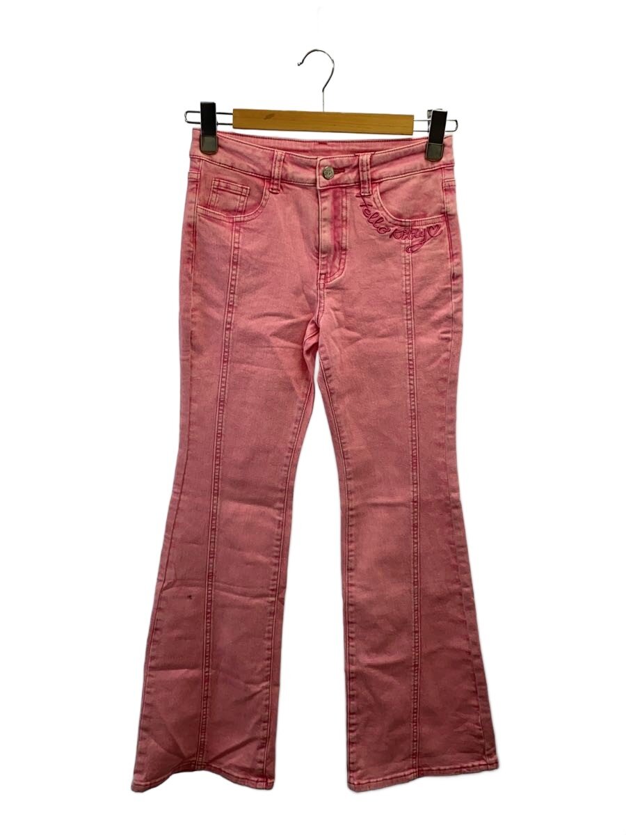 【中古】ブーツカットパンツ/--/ジーンズ/PNK/刷り上げる/ハローキティボトム/太陽フレアズボン下【レディース御召しもの】