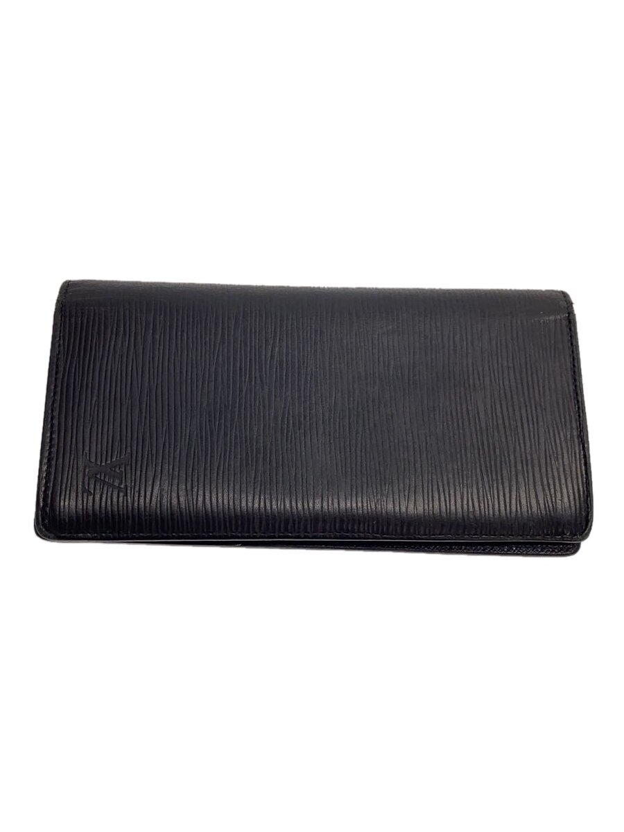 【中古】LOUIS VUITTON◆1)ポルト・フォイユ・ブラザ_エピ_BLK/レザー/ブラック/メンズ【服飾雑貨他】