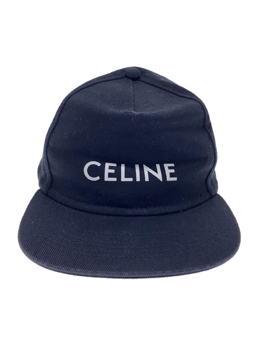 【中古】CELINE◆ロゴタイプ野球旗がしら/隙間うしろ側/L/綿織物/BLK/メンズ【服飾雑貨他】