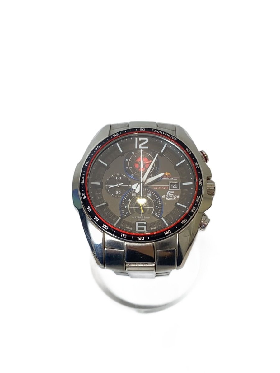 【中古】CASIO◆EDIFICE/石英ウオッチ/アナログ/--/BLK/SLV/SS/EFR-528RB【服飾雑貨他】