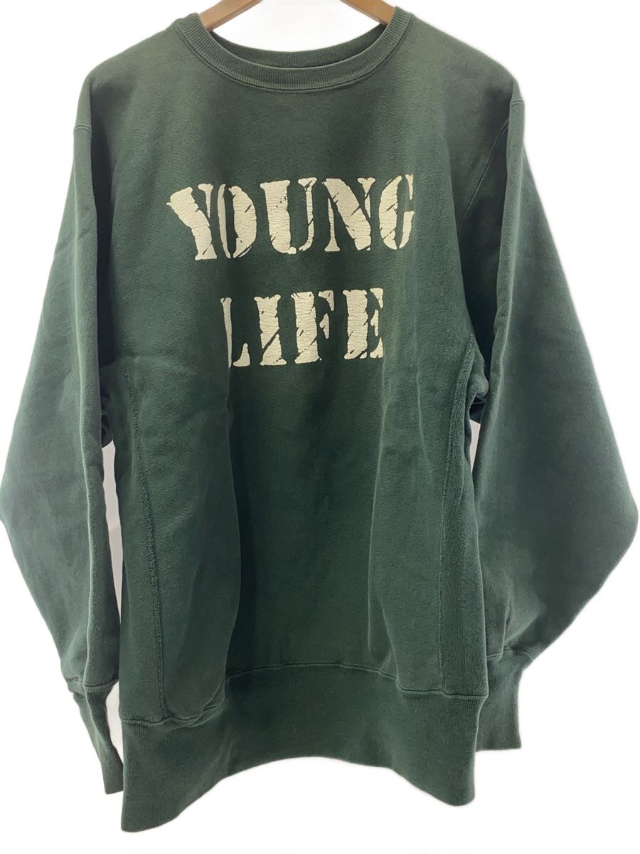 【中古】Champion◆RW/90s/USA製/YOUNG LIFE/汗水/XL/綿織物/GRN/刷り上げる//【メンズウェア】