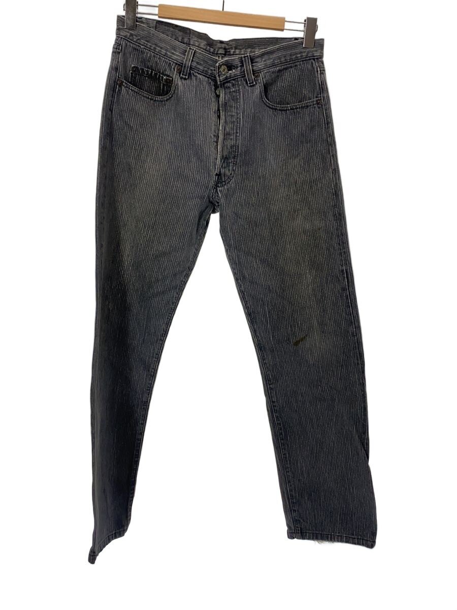 【中古】Levi’s◆80s～/先染め黒いこと/名取り草裏532/33/綿織物/GRY/縞模様/501-0619【メンズウェア】