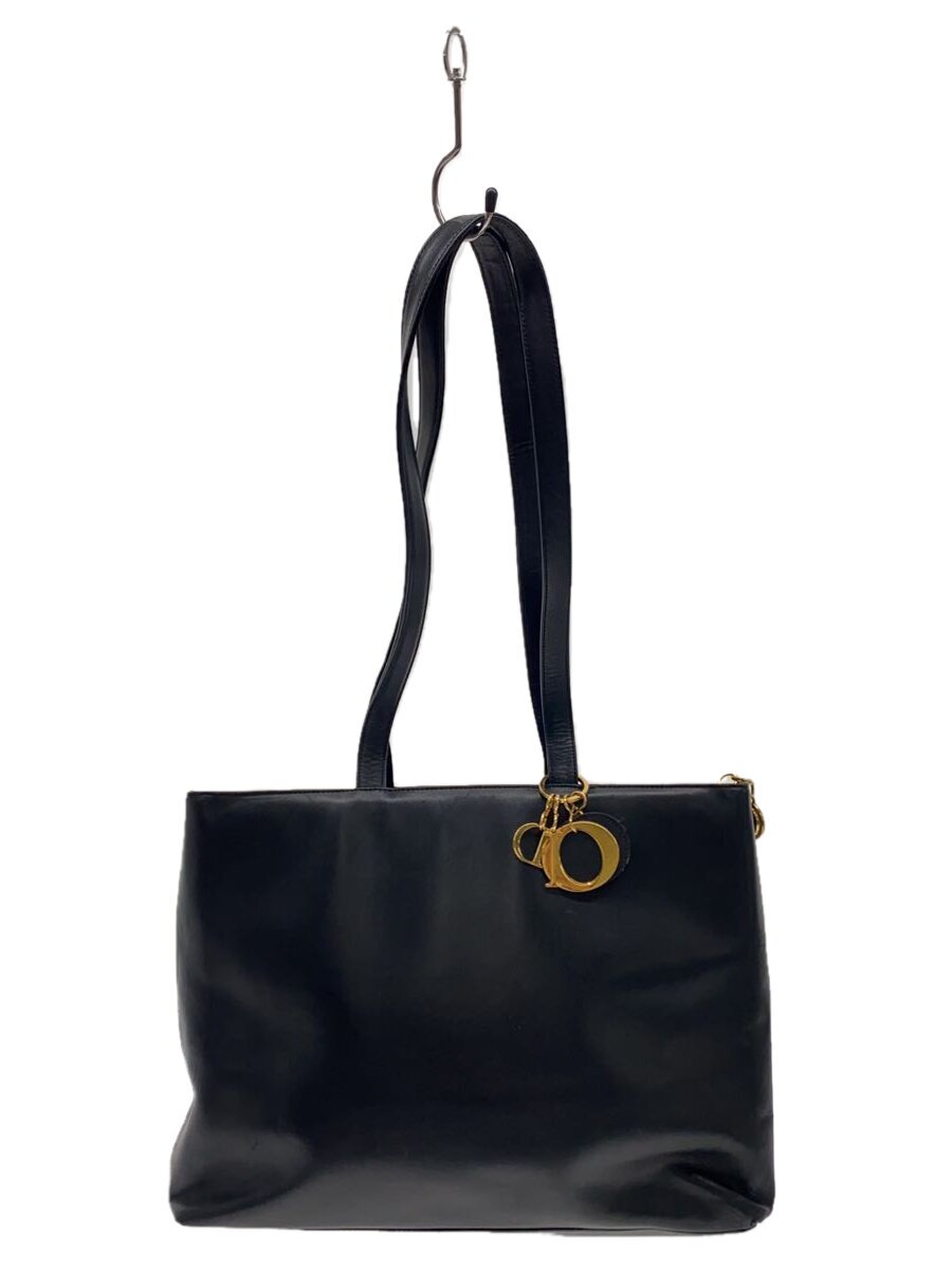 【中古】Christian Dior◆ハンドバック/なめし革/BLK/無地【御徒面子】
