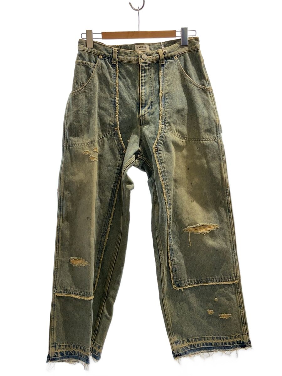 【中古】FACCIES◆FADED DOUBLE KNEE PAINTER WIDE PT/ボトム/1/コットン/IDG/F25W03009//【メンズウェア】｜2ｎｄ STREET 店