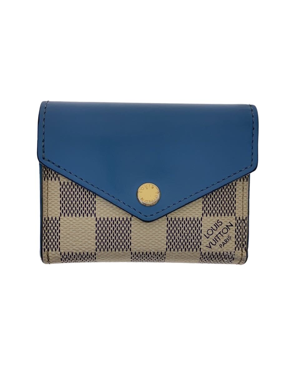 【中古】LOUIS VUITTON◆ポルト・フォイユ・ゾエ_ダミエ・アズール_ブルーエ/PVC/BLU/レディース【服飾雑貨他】