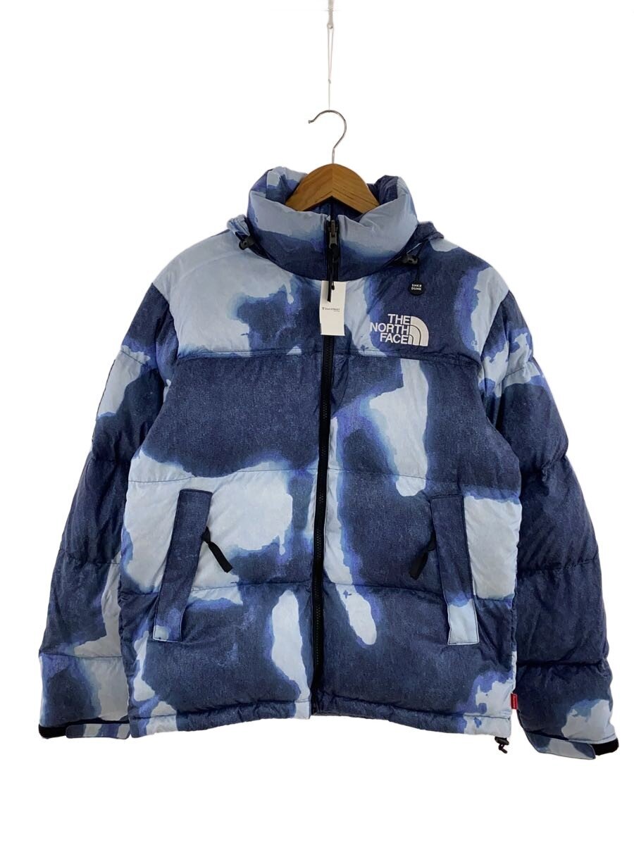 【中古】THE NORTH FACE◆Bleached Denim Print Nuptse/落ちこむ上衣/S/ナイロン/BLU/総柄【メンズウェア】