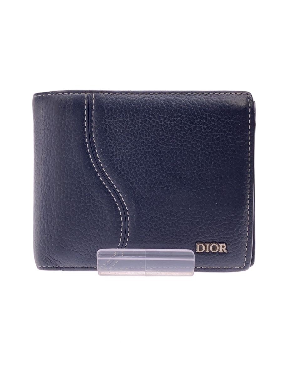 【中古】Christian Dior◆2つ折り札入れ/なめし革/BLK/メンズ/12-BO-0273//【服飾雑貨他】
