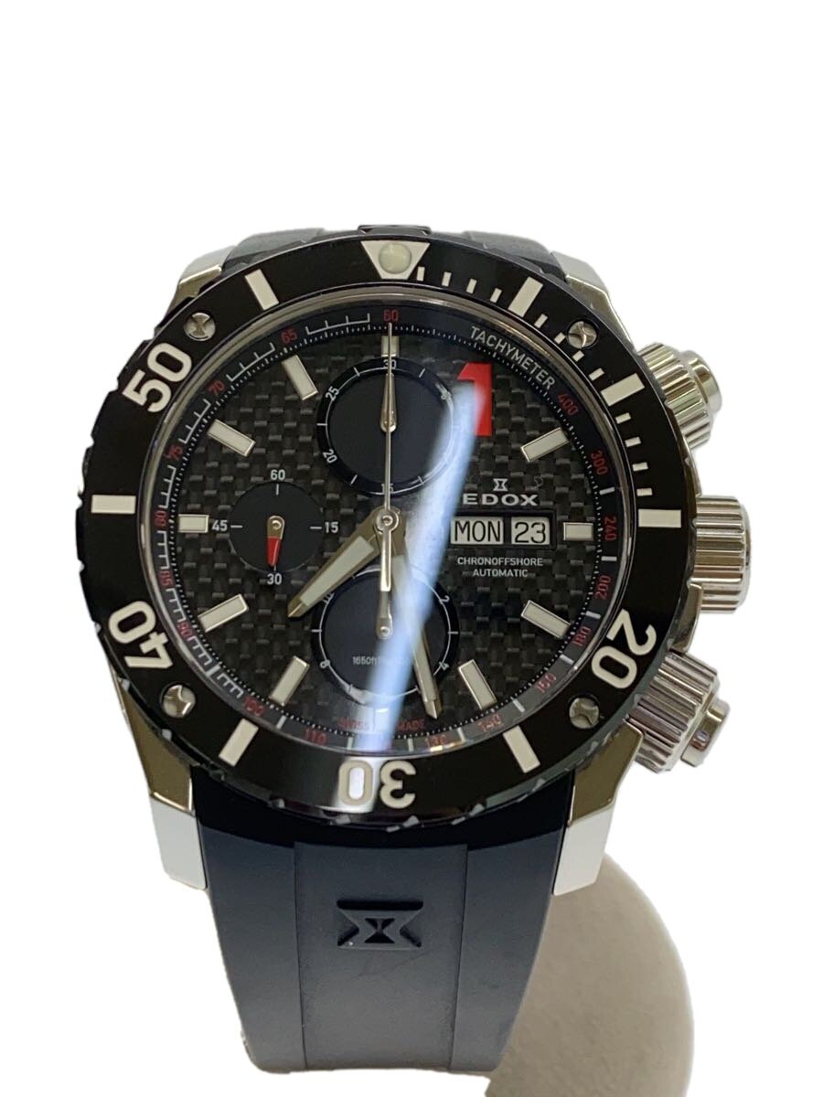 【中古】EDOX◆自動小銃巻ウォッチ/アナログ/思われ人/BLK/【日差:約1分遅】01114【服飾雑貨他】