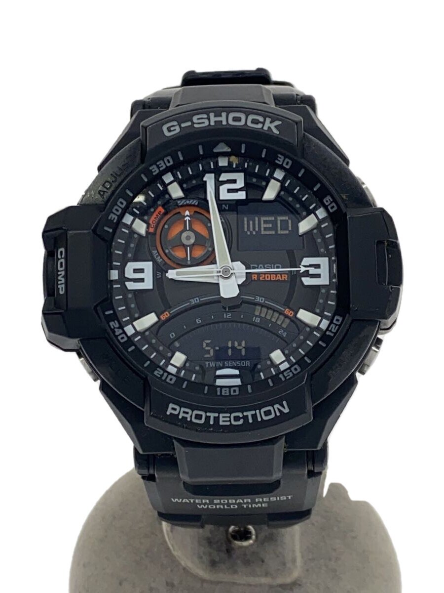 【中古】CASIO◆石英ウオッチ・G-SHOCK/デジアナ/BLK【服飾雑貨他】