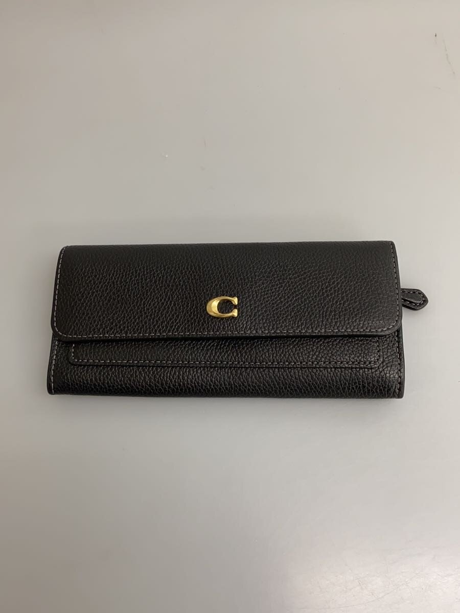 【中古】COACH◆長紙入れ/なめし革/BLK/メンズ/CAO17【服飾雑貨他】