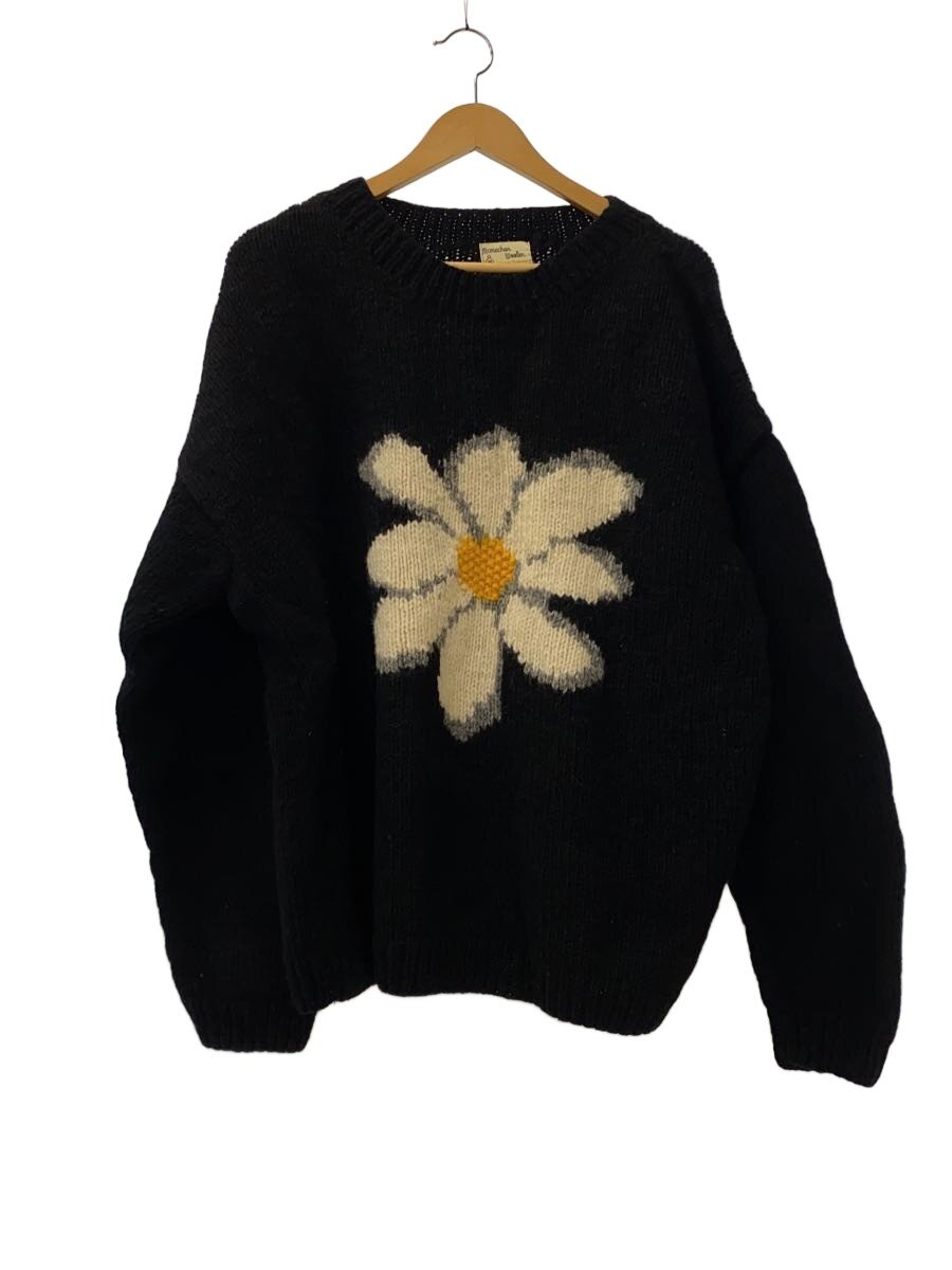 【中古】MCMACHAN WOOLEN◆編み物・プルオーバー(朦々たる)/--/羊毛/BLK/総柄【メンズウェア】