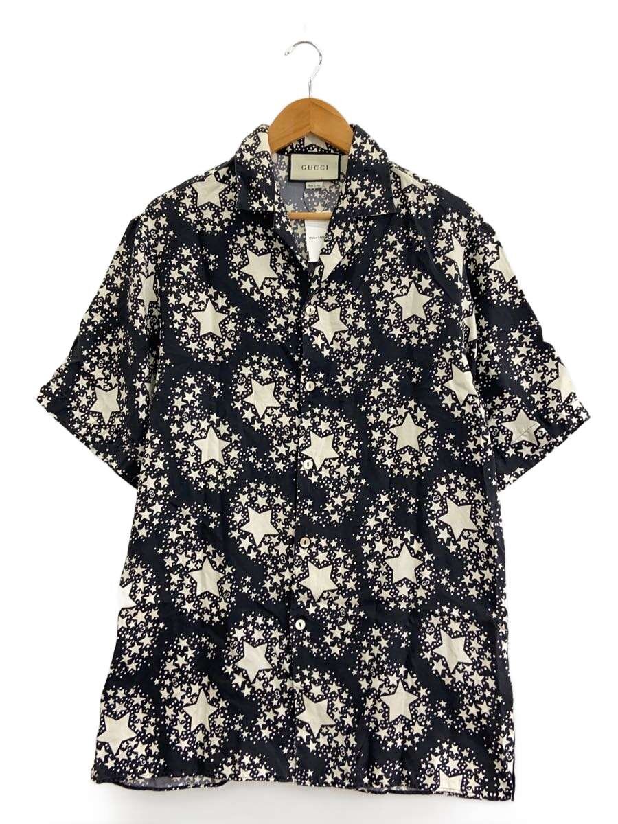 【中古】GUCCI◆半袖ティーシャツ/44/絹地/BLK/625502/GGスターボーリングシャツ//【メンズウェア】