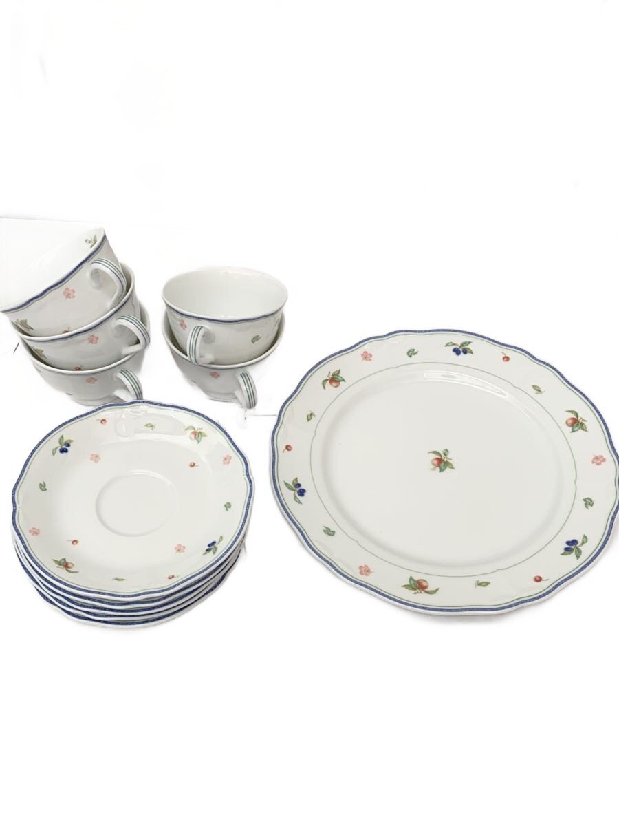 【中古】Noritake◆ケーキセット/11点/大皿1枚・小皿5枚・カップ5個/WHT/Y7354/1535/【キッチン用品】