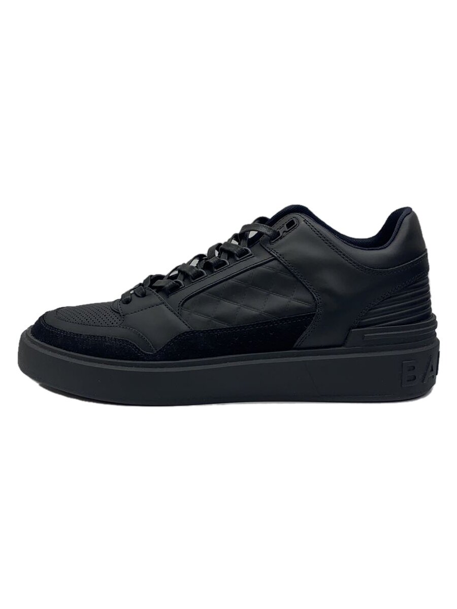 【中古】BALMAIN◆B-COURT/ローカットスニーカー/28珊/BLK/なめし革【シューズ】