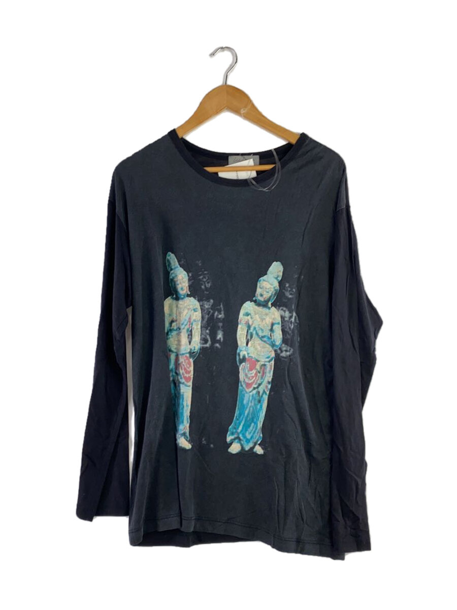 【中古】yohji yamamoto POUR HOMME◆万物の霊長不適任柄長袖プルオーバー/3/--/BLK/HZ-T25-271【メンズウェア】