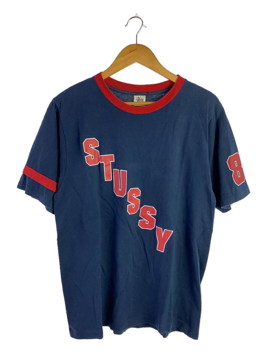 【中古】STUSSY◆90s/白引き舟/プルオーバー/M/綿織物/NVY【メンズウェア】