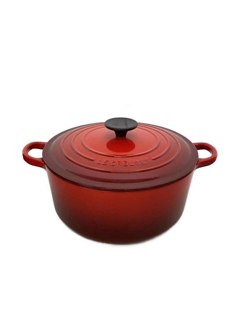 【中古】LE CREUSET◆ココット・ロンド/両手鍋/レッド/24cm//【キッチン用品】