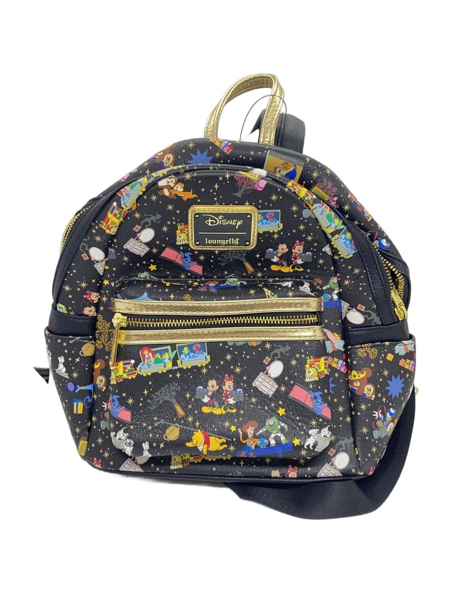 【中古】Disney◆背嚢/なめし革/BLK/総柄【御徒面子】