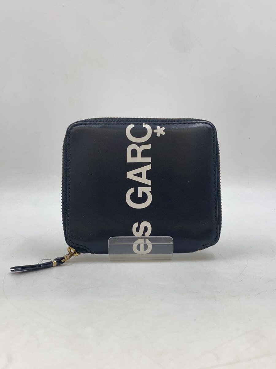 【中古】COMME des GARCONS◆2つ折り紙入れ/なめし革/BLK/刷り上げる/メンズ【服飾雑貨他】