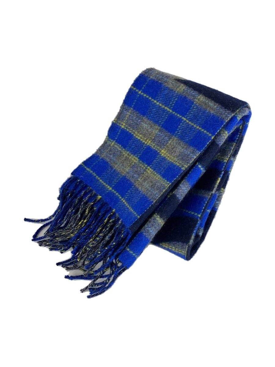 【中古】LOUIS VUITTON◆エシャルプチェックウィズ/カシミヤ混/えり巻き/羊毛/BLU/照合のしるし/メンズ/M76036【服飾雑貨他】
