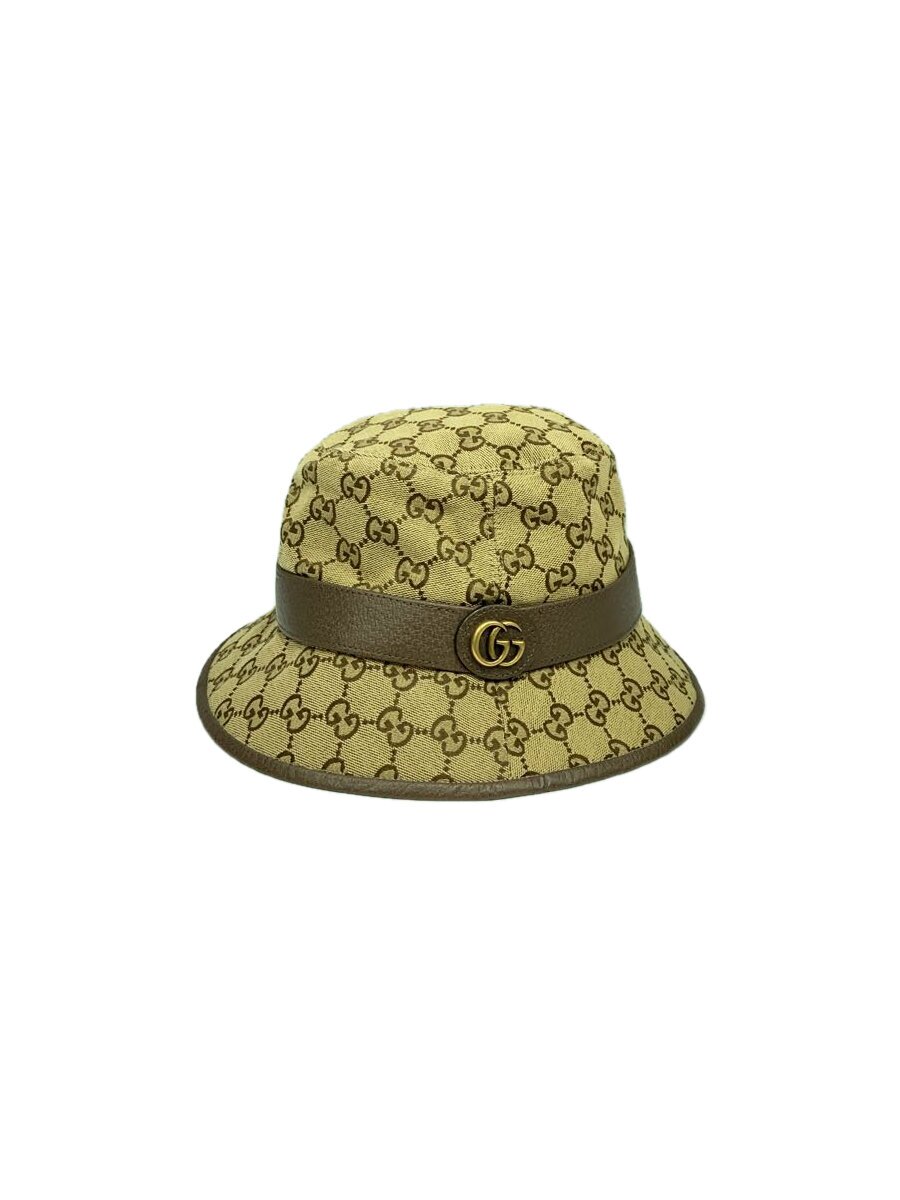 【中古】GUCCI◆GG帆布 フェドラハット/井戸釣瓶かぶり笠/L/帆布/BEG/メンズ/576587 4HG62//【服飾雑貨他】