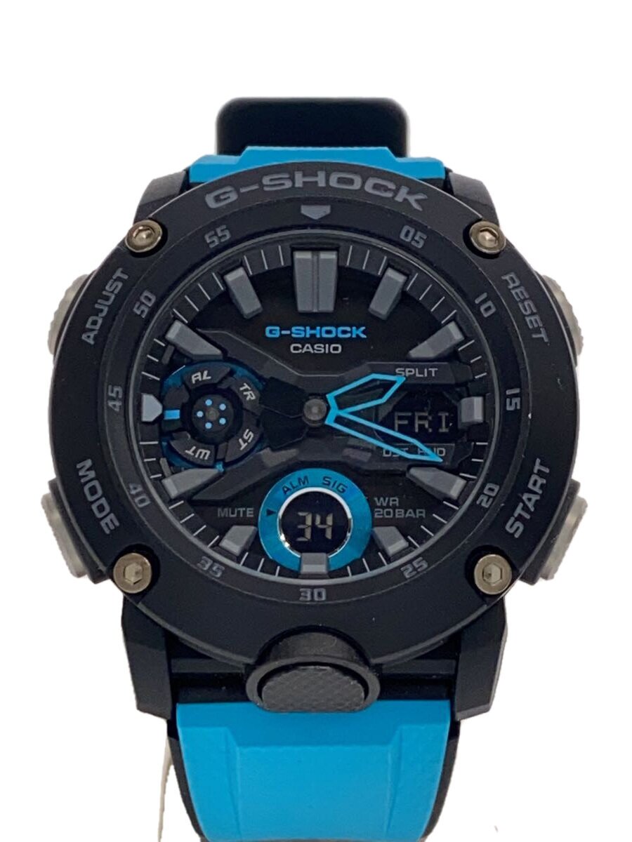 【中古】CASIO◆石英ウオッチ・G-SHOCK/デジアナ/天然ゴム/BLK/BLU//【服飾雑貨他】