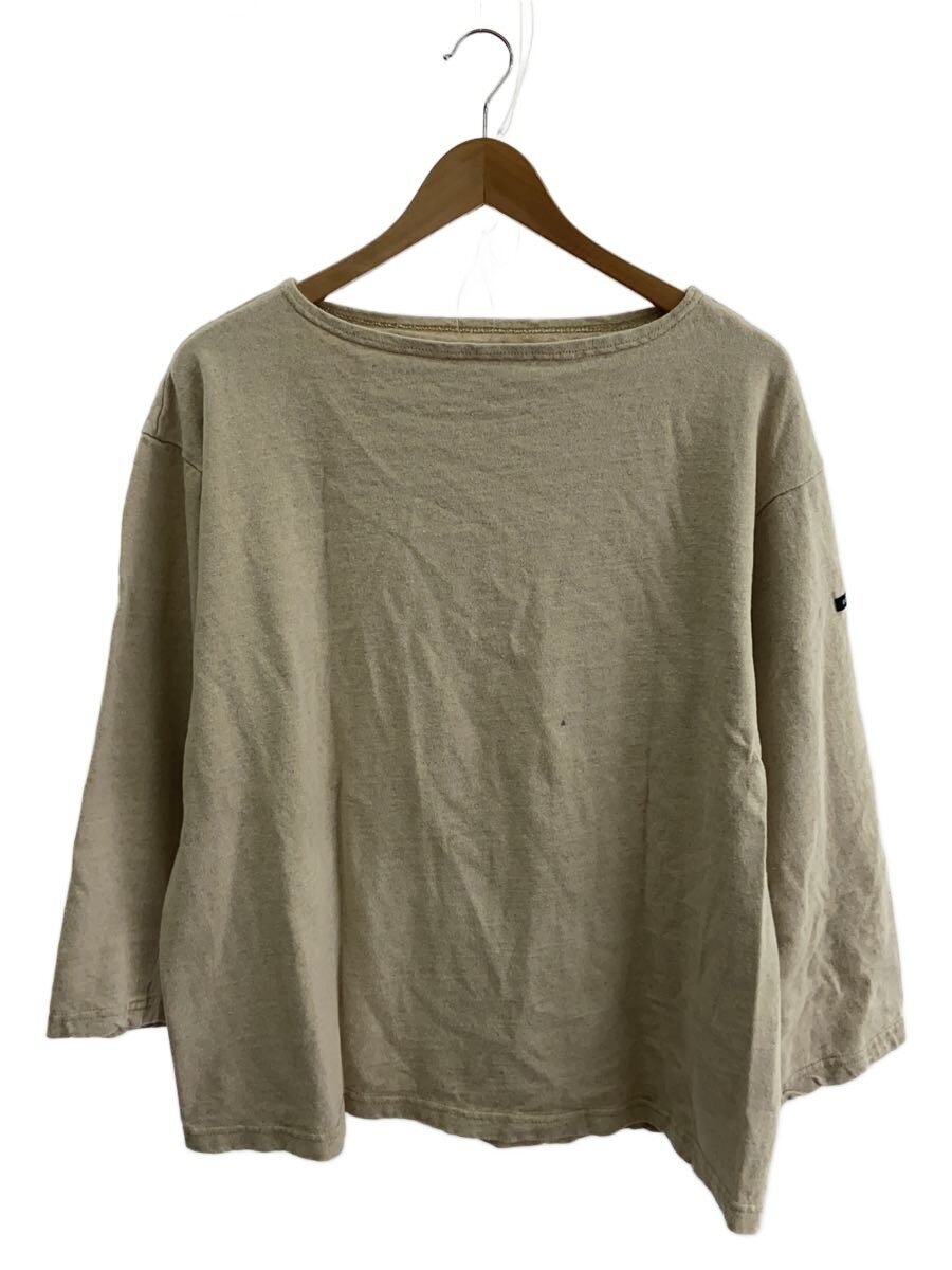 【中古】OUTIL◆長袖ティーシャツ/バスクティーシャツ/BEG/無地/短艇のど首//【メンズウェア】