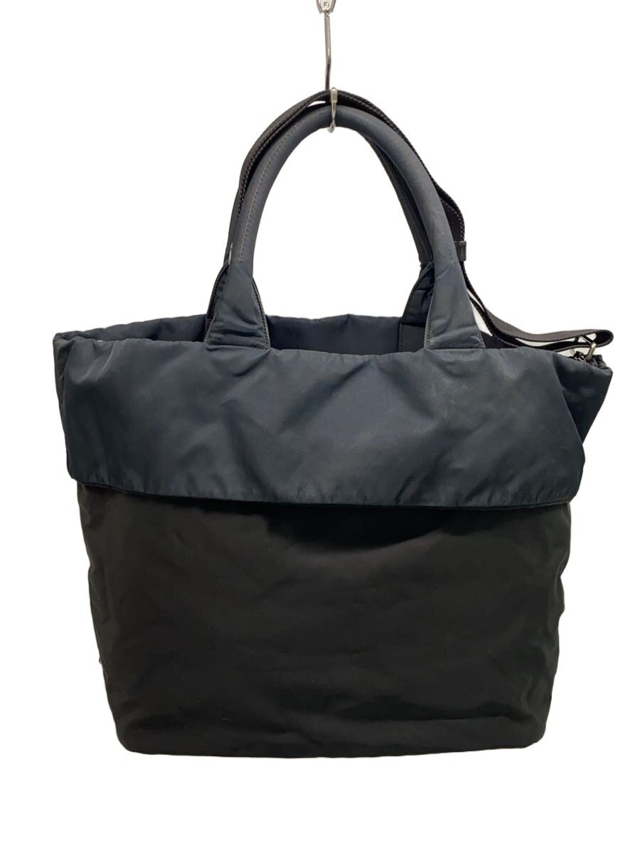【中古】PRADA◆2way/リヴァーシブル/トライアングルロゴショルダーバッグ/ナイロン/BLK//【御徒面子】