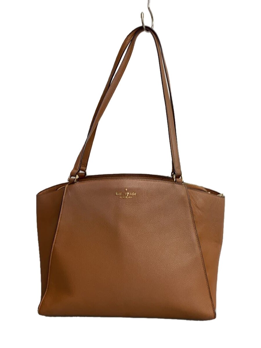 【中古】kate spade new york◆ブリムペブルレザーラップトップトートバッグ/なめし革/BRW/無地/K9441【御徒面子】
