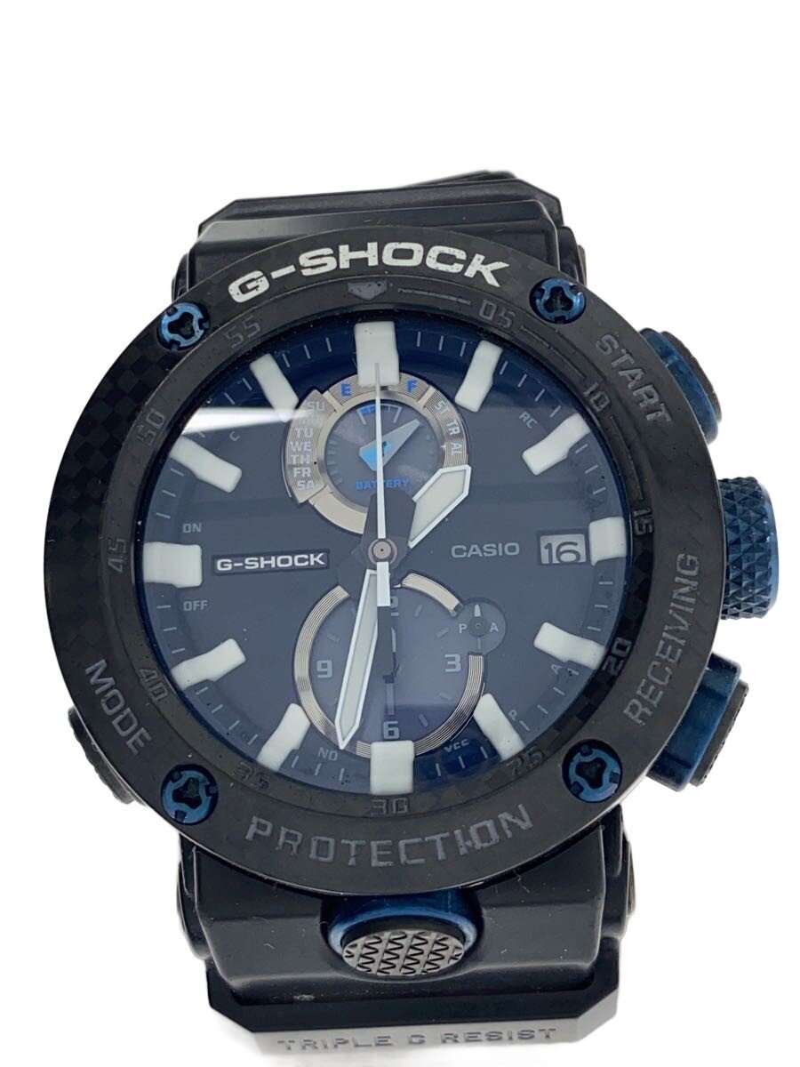 【中古】CASIO◆ソーラーウオッチ・G-SHOCK/アナログ/BLK【服飾雑貨他】