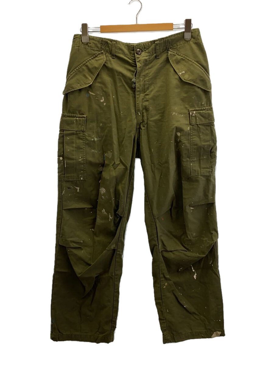 【中古】US.ARMY◆M-65フィールドカーゴ/カーゴパンツ/ブラスジップ/綿織物/GRN/絵の具【メンズウェア】