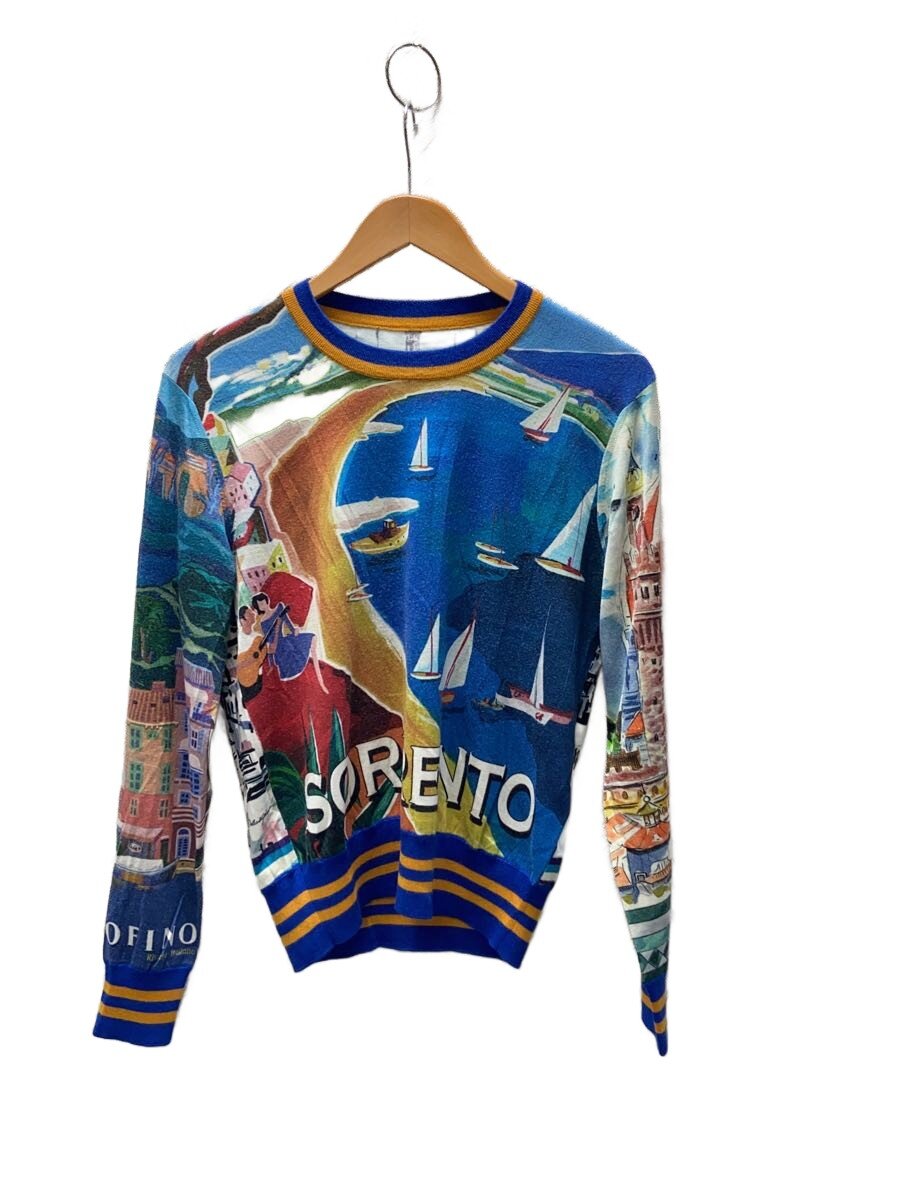 【中古】DOLCE\u0026GABBANA◆編み物・スウェーター(透け透け)/44/カシミヤ/BLU【メンズウェア】
