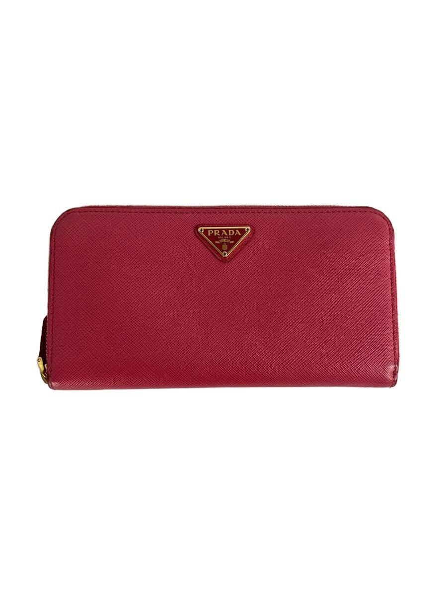 【中古】PRADA◆SAFFIANO TRIANG/長金入れ/人絹/さくら色/レディース/1ML506【服飾雑貨他】