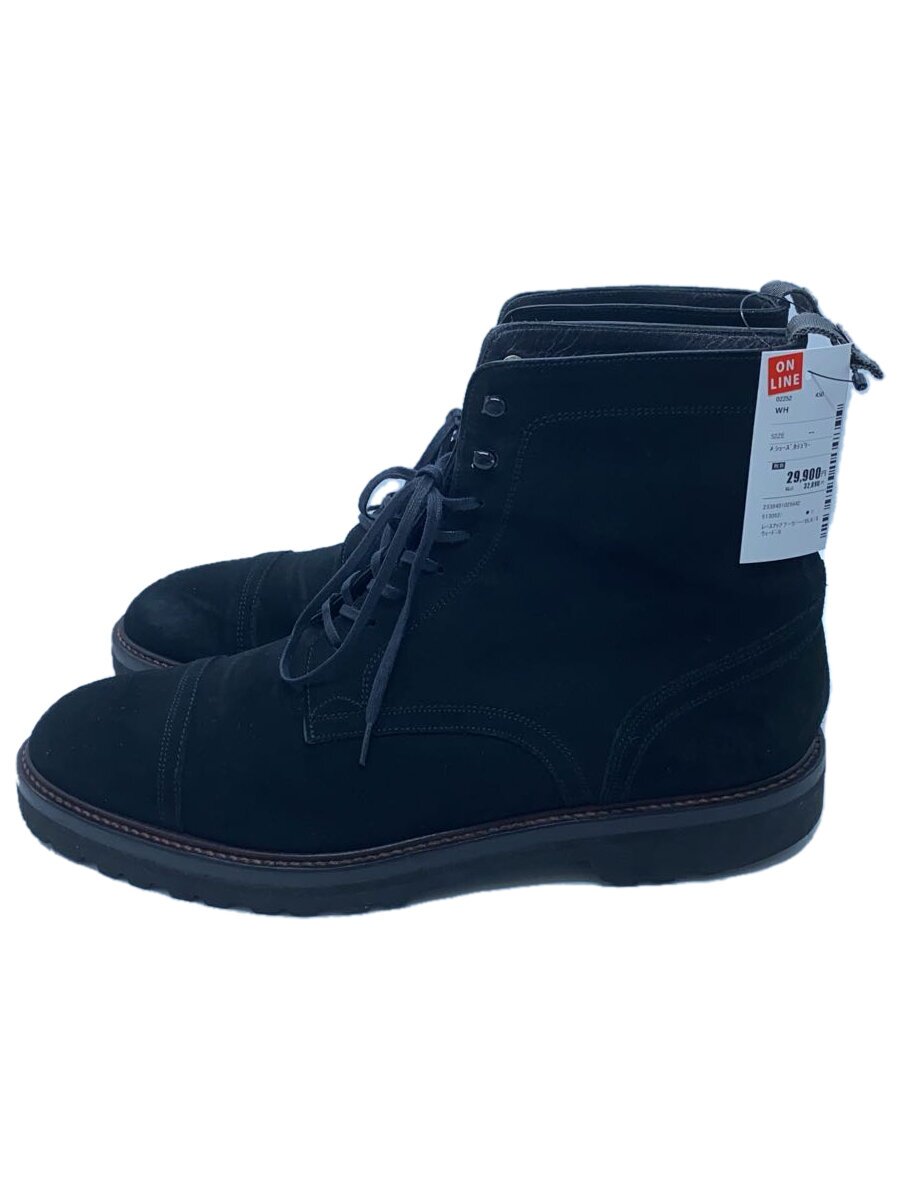 【中古】WH◆レースアップブーツ/--/BLK/スウェード//【シューズ】