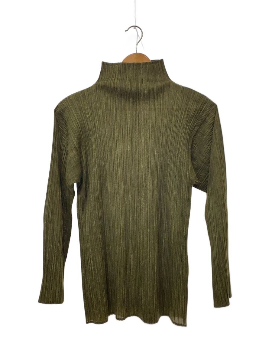 【中古】PLEATS PLEASE ISSEY MIYAKE◆長袖カットソー/--/ポリエステル/緑であること/無地/PP63-JK204【レディース御召しもの】