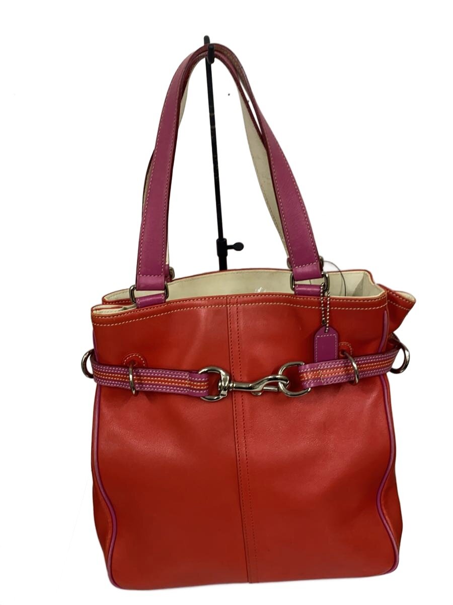 【中古】COACH◆ハンドバック/なめし革/RED/9286【御徒面子】